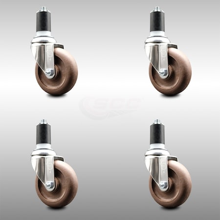 Service Caster 4 Inch 316SS High Temp Glass Filled Nylon 1-1/2 Inch Expanding Stem Caster Set SCC-SS316EX20S414-GFNSHT-112-4